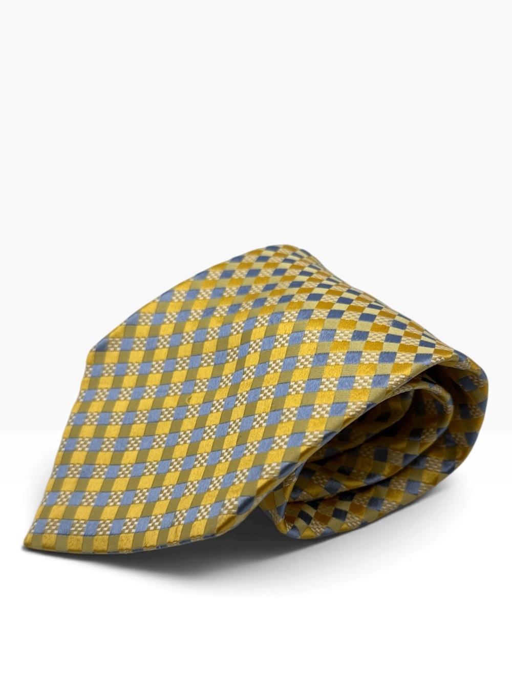 Club Room Yellow and Blue Check Silk Tie